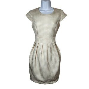 Maldita Women’s Beige Textured Cap Sleeve Pleated Dress Size S 100% Polyester